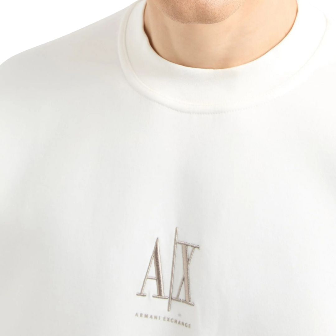 Armani Exchange Crewneck Sweatshirt With Embroidered Logo XM000368AF10818U0009-WHT