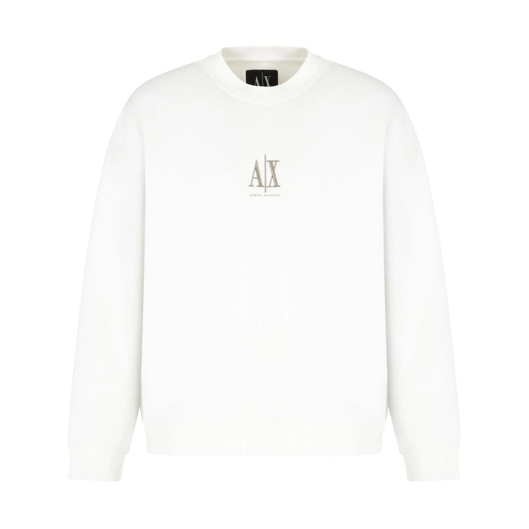 Armani Exchange Crewneck Sweatshirt With Embroidered Logo XM000368AF10818U0009-WHT - White / XS