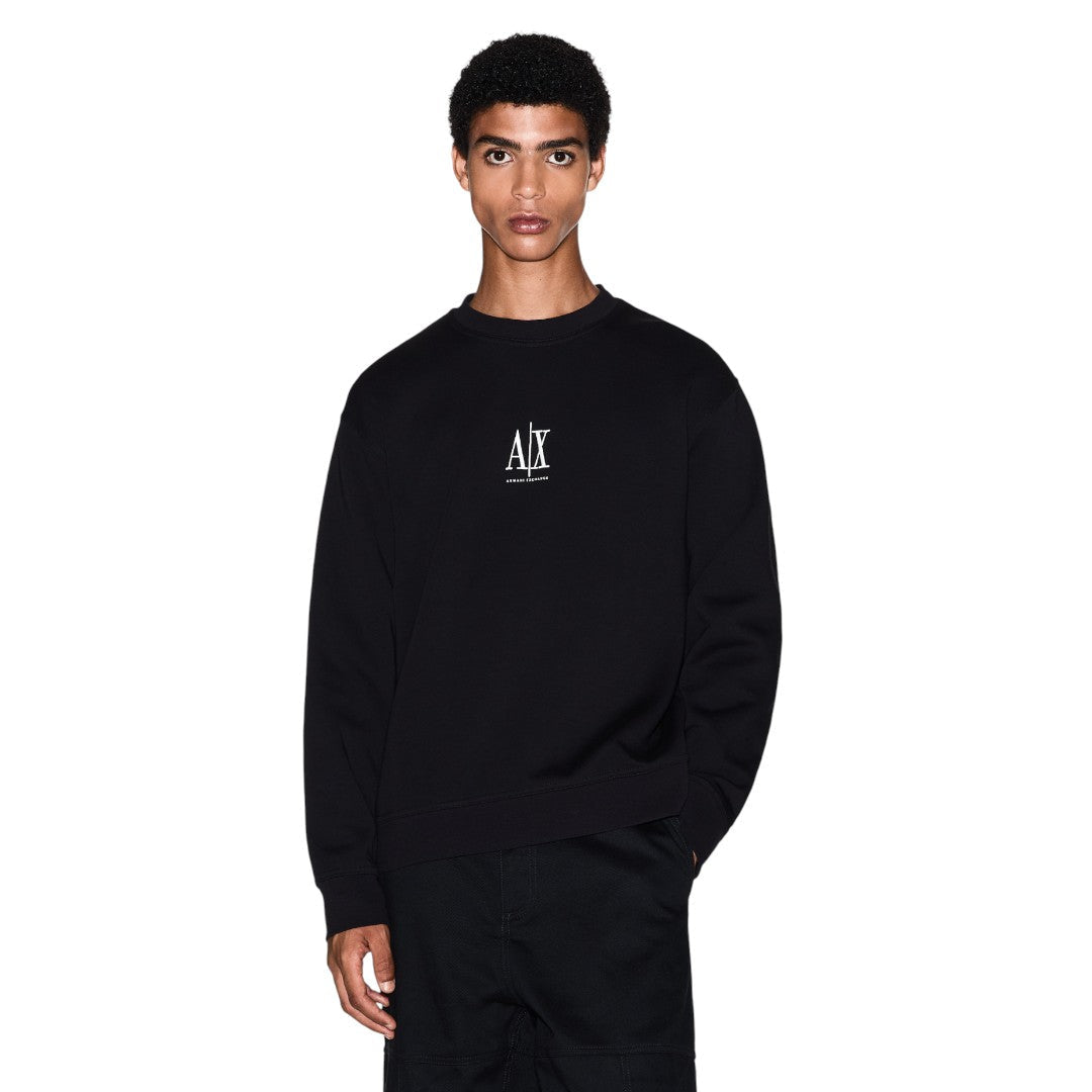 Armani Exchange Crewneck Sweatshirt With Embroidered Logo XM000368AF10818UC001-BLK