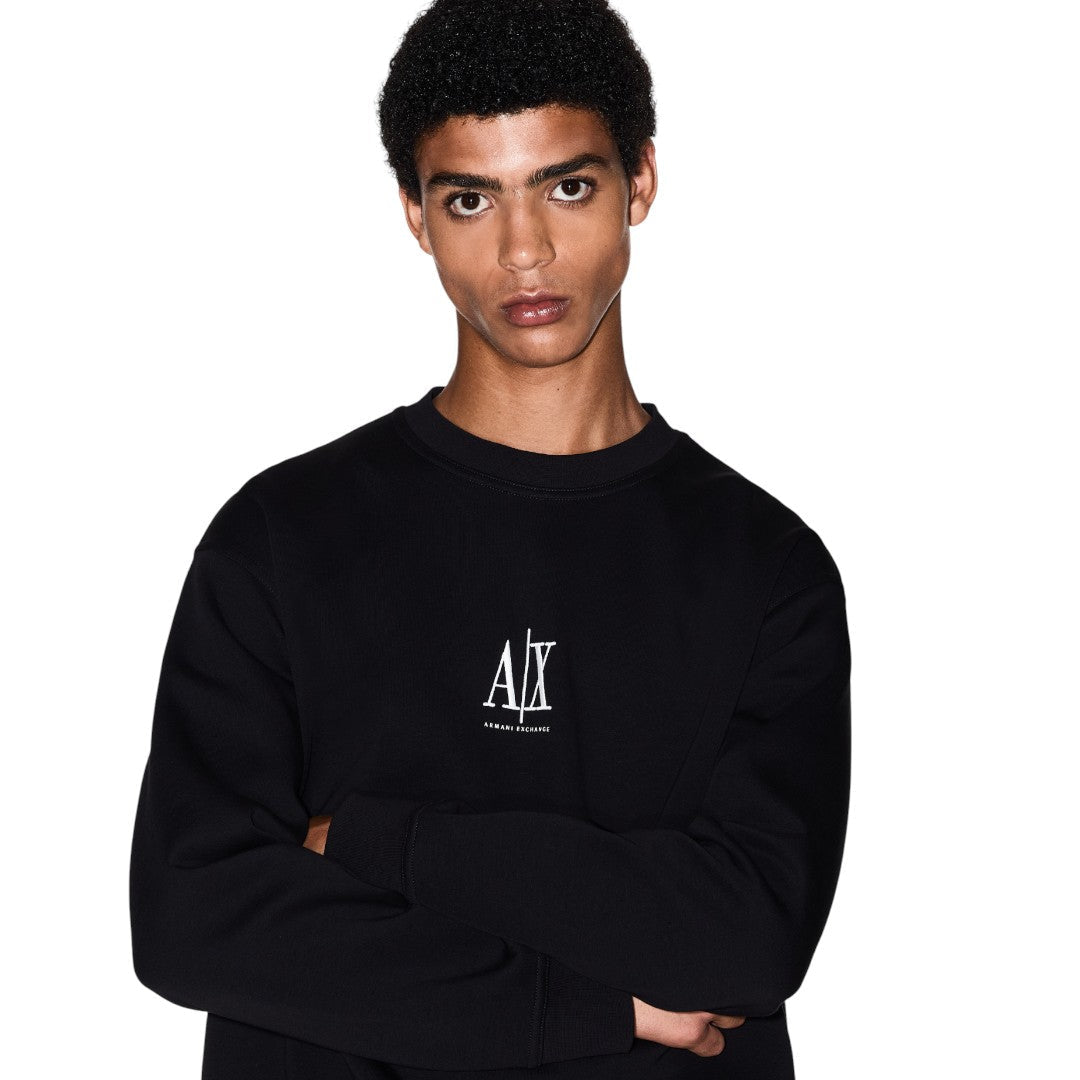 Armani Exchange Crewneck Sweatshirt With Embroidered Logo XM000368AF10818UC001-BLK