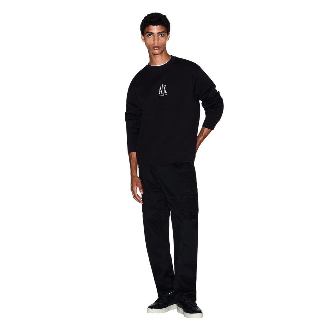 Armani Exchange Crewneck Sweatshirt With Embroidered Logo XM000368AF10818UC001-BLK
