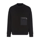 Armani Exchange Crewneck Sweatshirt With Zip-up Pocket Men - BLK - Black / XS