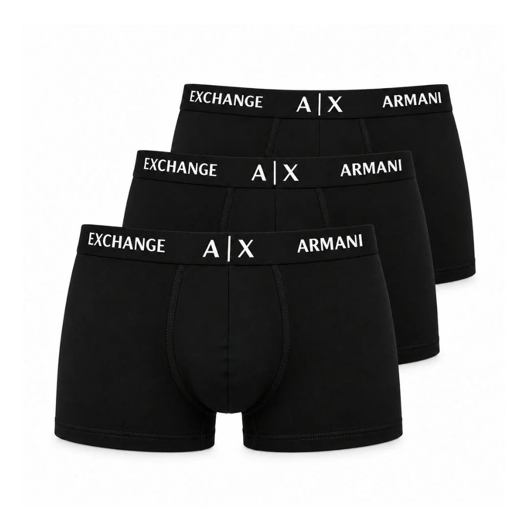 Armani Exchange Essential Stretch Cotton Jersey Men’s Boxer Trunks – 3-Pack - Black / S