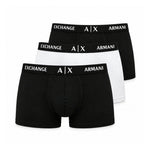 Armani Exchange Essential Stretch Cotton Jersey Men’s Boxer Trunks – 3-Pack - White-Black / S