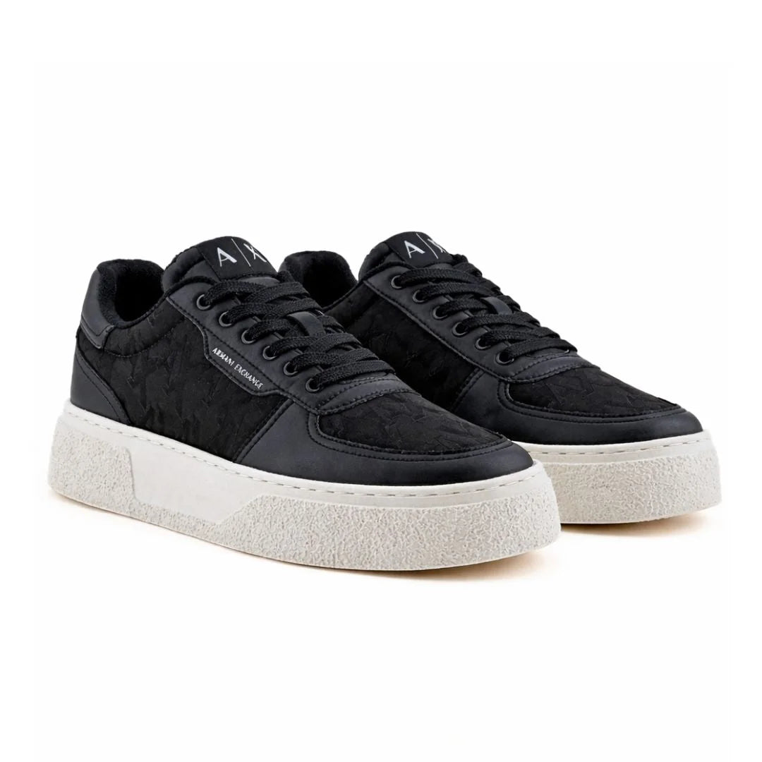ARMANI EXCHANGE Fabric Allover Logo Sneakers XUX196-BLK - Black / 39
