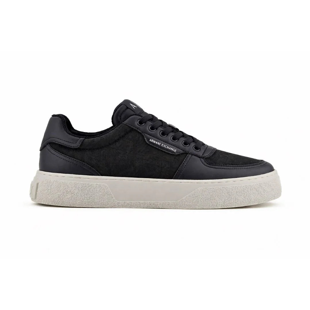 ARMANI EXCHANGE Fabric Allover Logo Sneakers XUX196-BLK - Black / 39