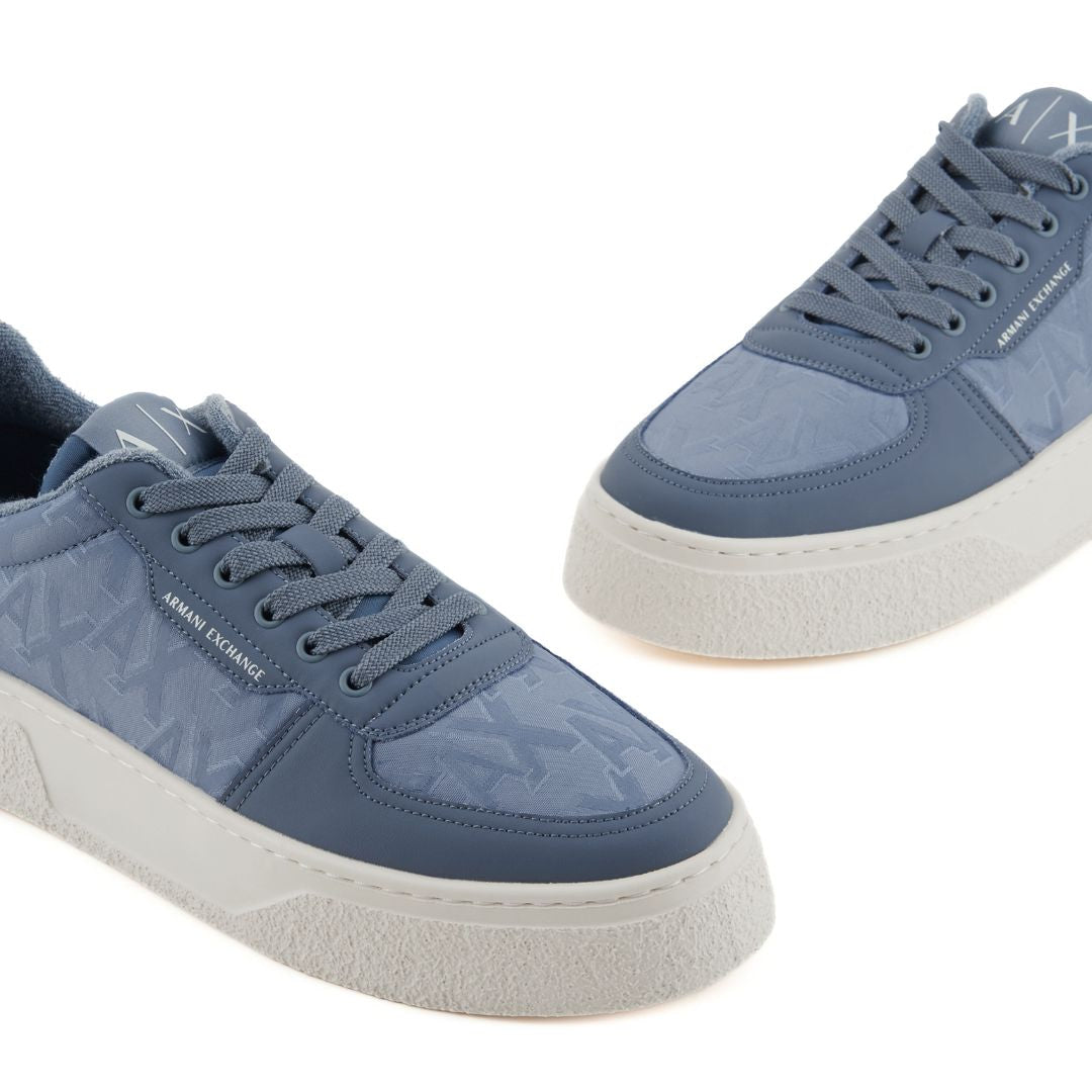 ARMANI EXCHANGE Fabric Allover Logo Sneakers XUX196-BLU