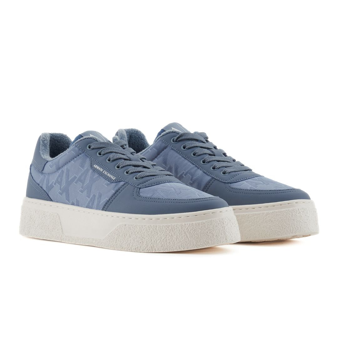 ARMANI EXCHANGE Fabric Allover Logo Sneakers XUX196-BLU