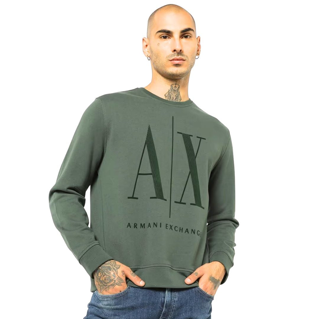 Armani Exchange French Terry Icon Project Sweatshirt 8NZMPAZJ1ZZ14BV- GRN