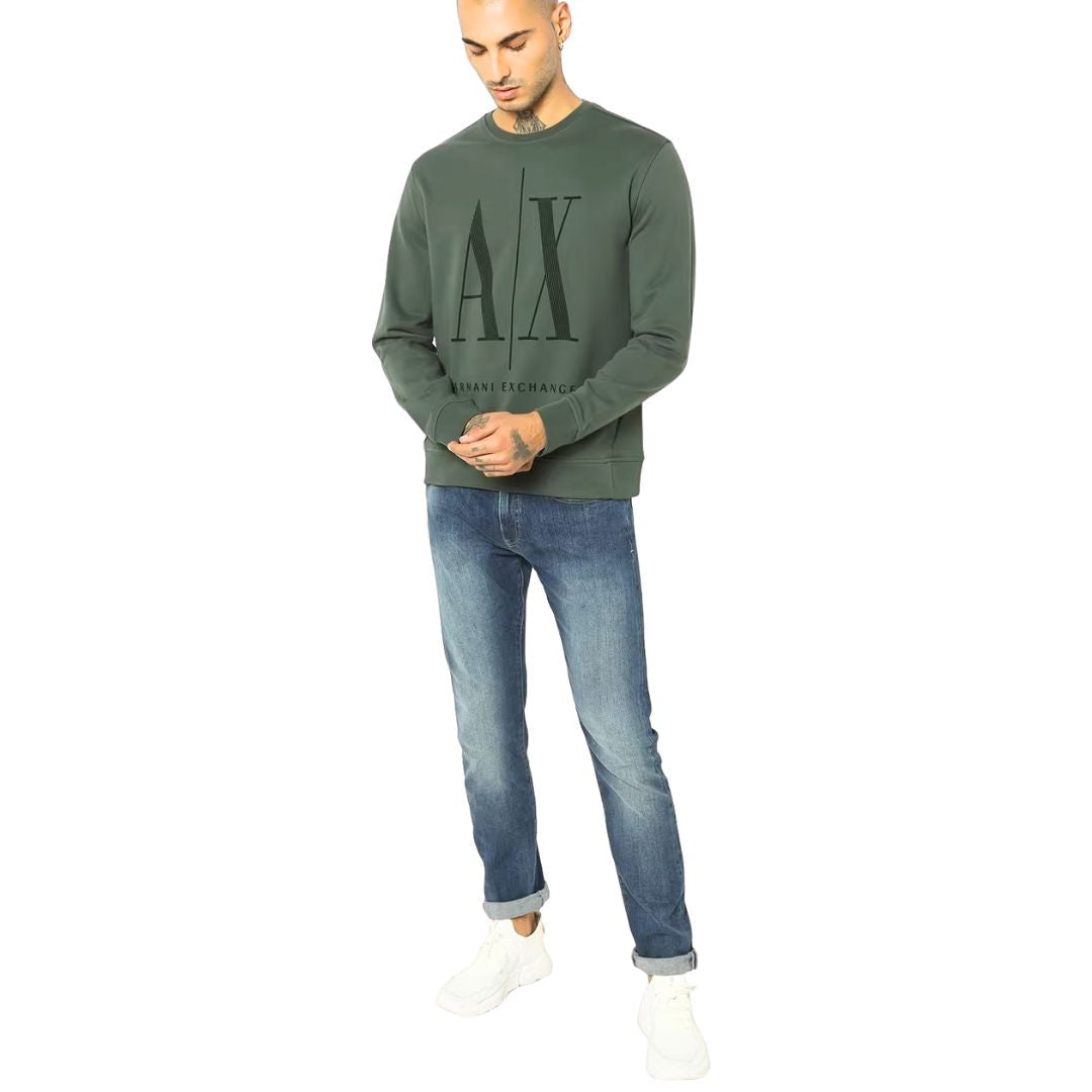 Armani Exchange French Terry Icon Project Sweatshirt 8NZMPAZJ1ZZ14BV- GRN
