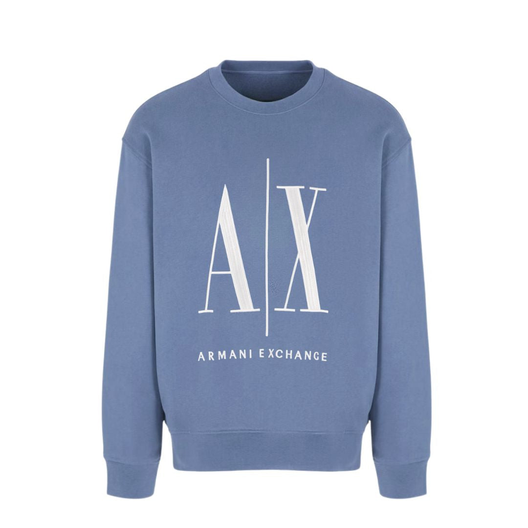 Armani Exchange French Terry Icon Project Sweatshirt 8NZMPAZJ1ZZ14BV- LGTBLU - Light Blue / XS