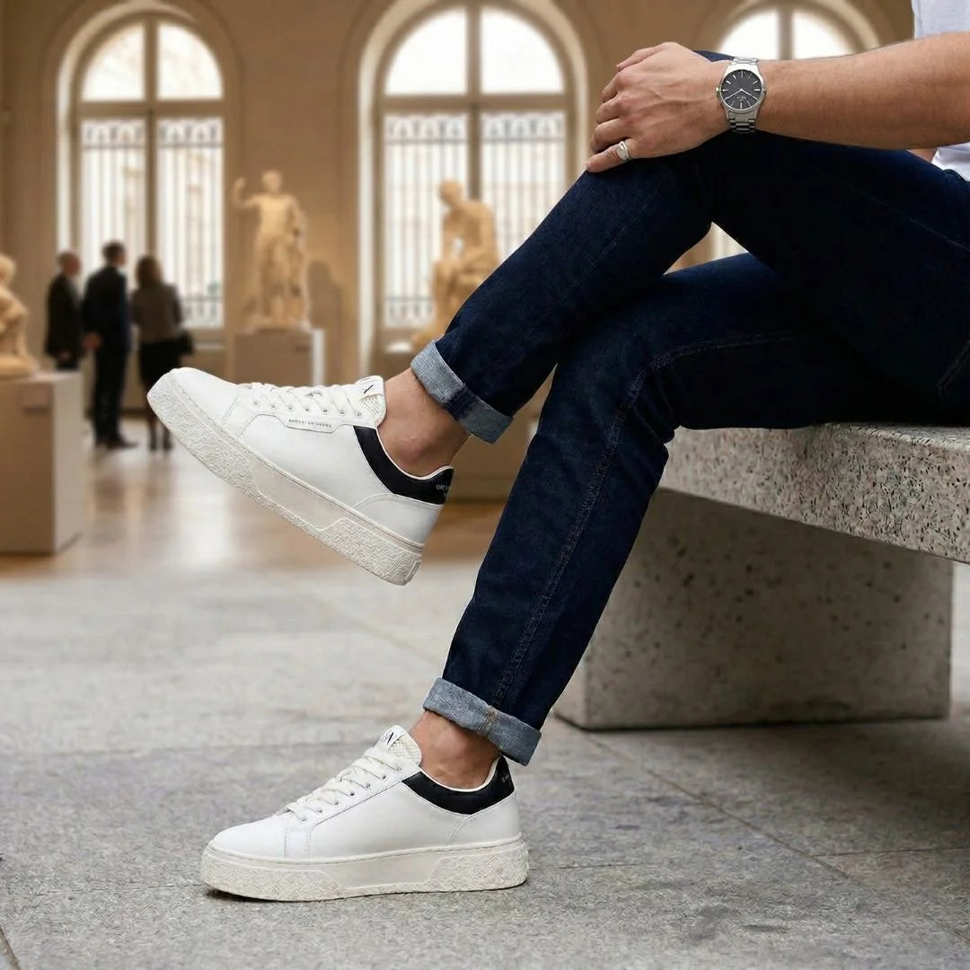 ARMANI EXCHANGE Hammered Leather Sneakers XUX236-WHT