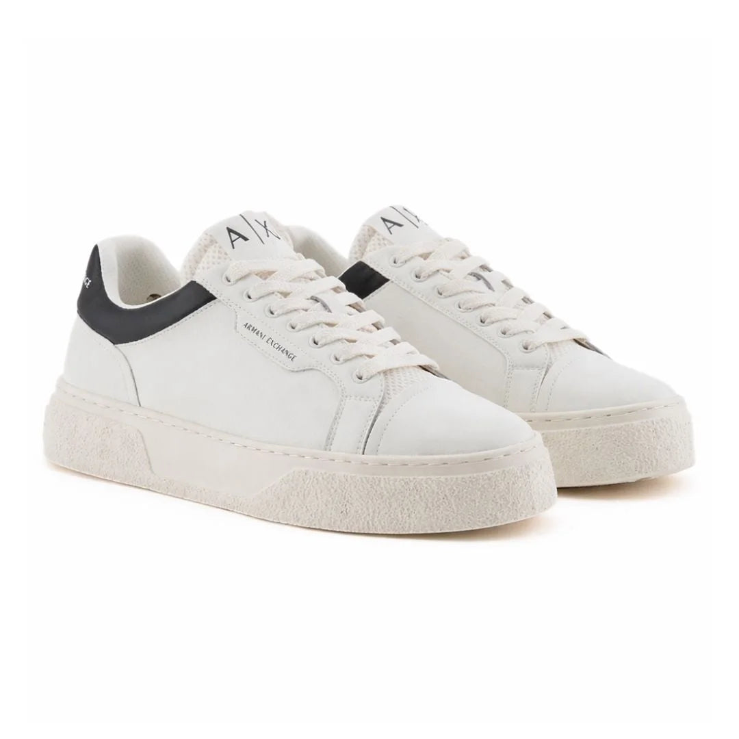 ARMANI EXCHANGE Hammered Leather Sneakers XUX236-WHT - White / 40