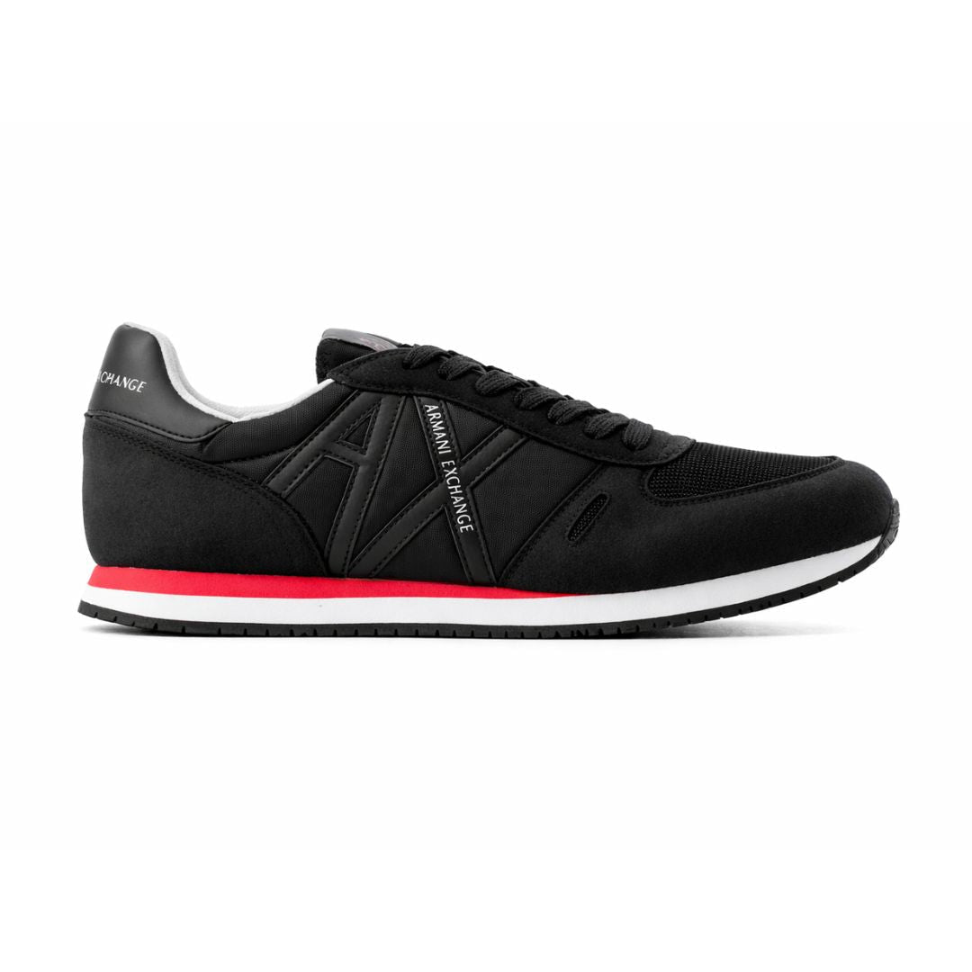 ARMANI EXCHANGE Logo Lace-Up XUX017 Sneakers - BLKBLK - Black/ Black/ Red / 41