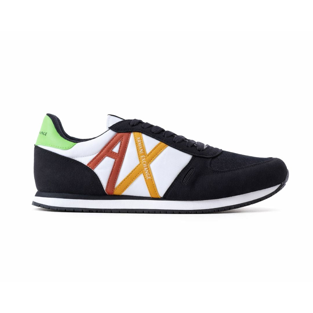 ARMANI EXCHANGE Logo Lace-Up XUX017 Sneakers - BLKGRN - Black/ Green / 41