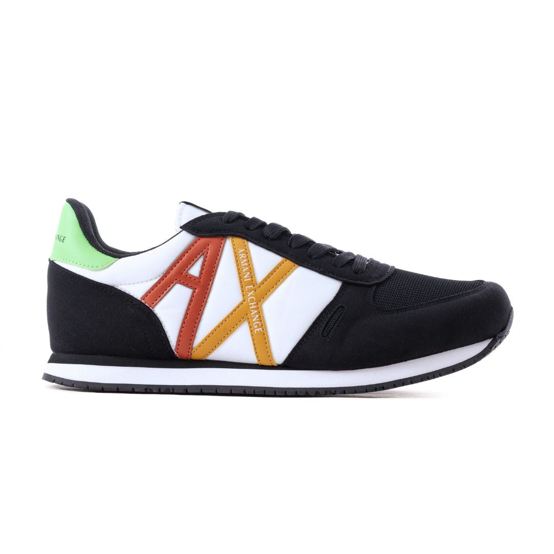 ARMANI EXCHANGE Logo Lace-Up XUX017 Sneakers - BLKGRN - Black/ Green / 41