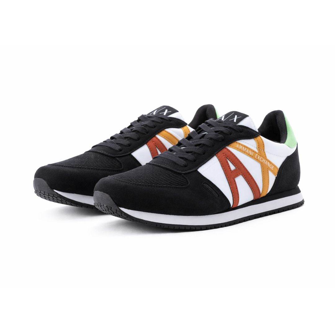 ARMANI EXCHANGE Logo Lace-Up XUX017 Sneakers - BLKGRN