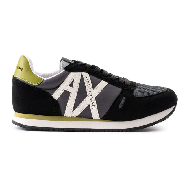 ARMANI EXCHANGE Logo Lace-Up XUX017 Sneakers - GRYGRN - Gray/ Black/ Green / 40