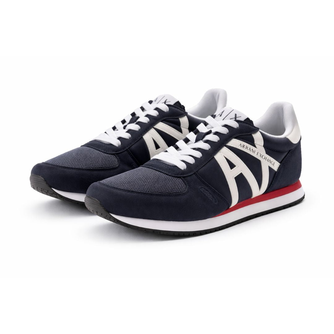 ARMANI EXCHANGE Logo Lace-Up XUX017 Sneakers - NVYRED