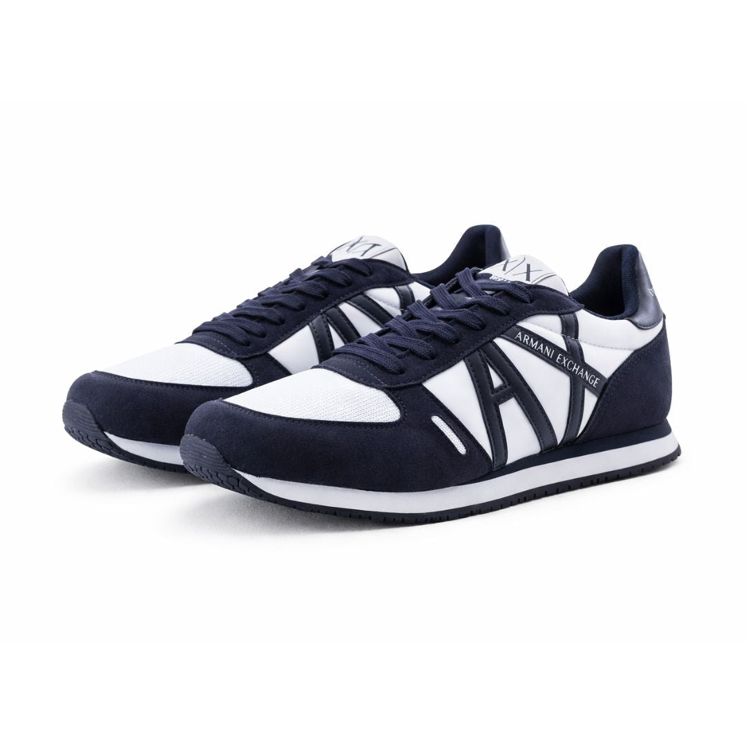 ARMANI EXCHANGE Logo Lace-Up XUX017 Sneakers - NVYWHT