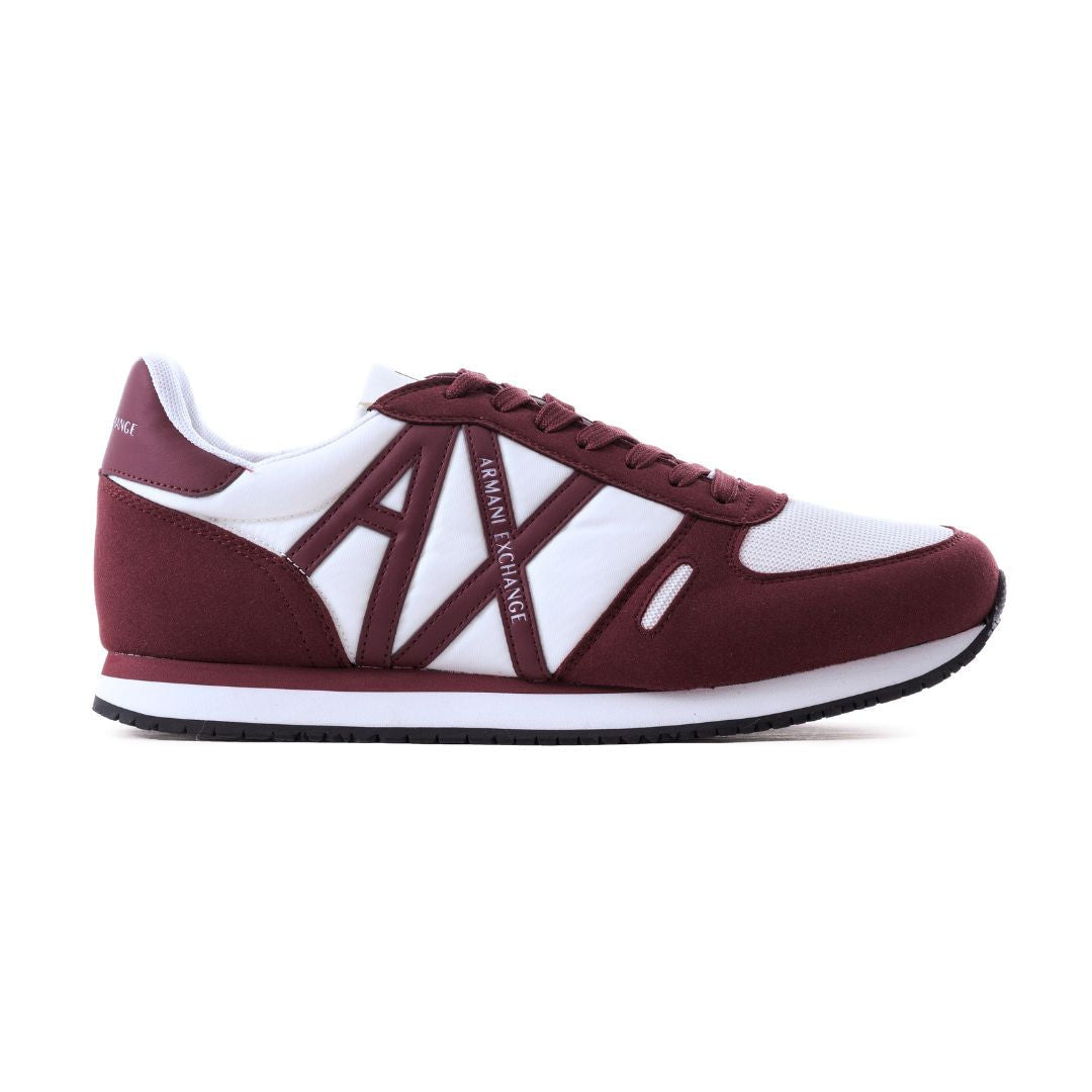 ARMANI EXCHANGE Logo Lace-Up XUX017 Sneakers - WHTMRN - White/ Maroon / 41