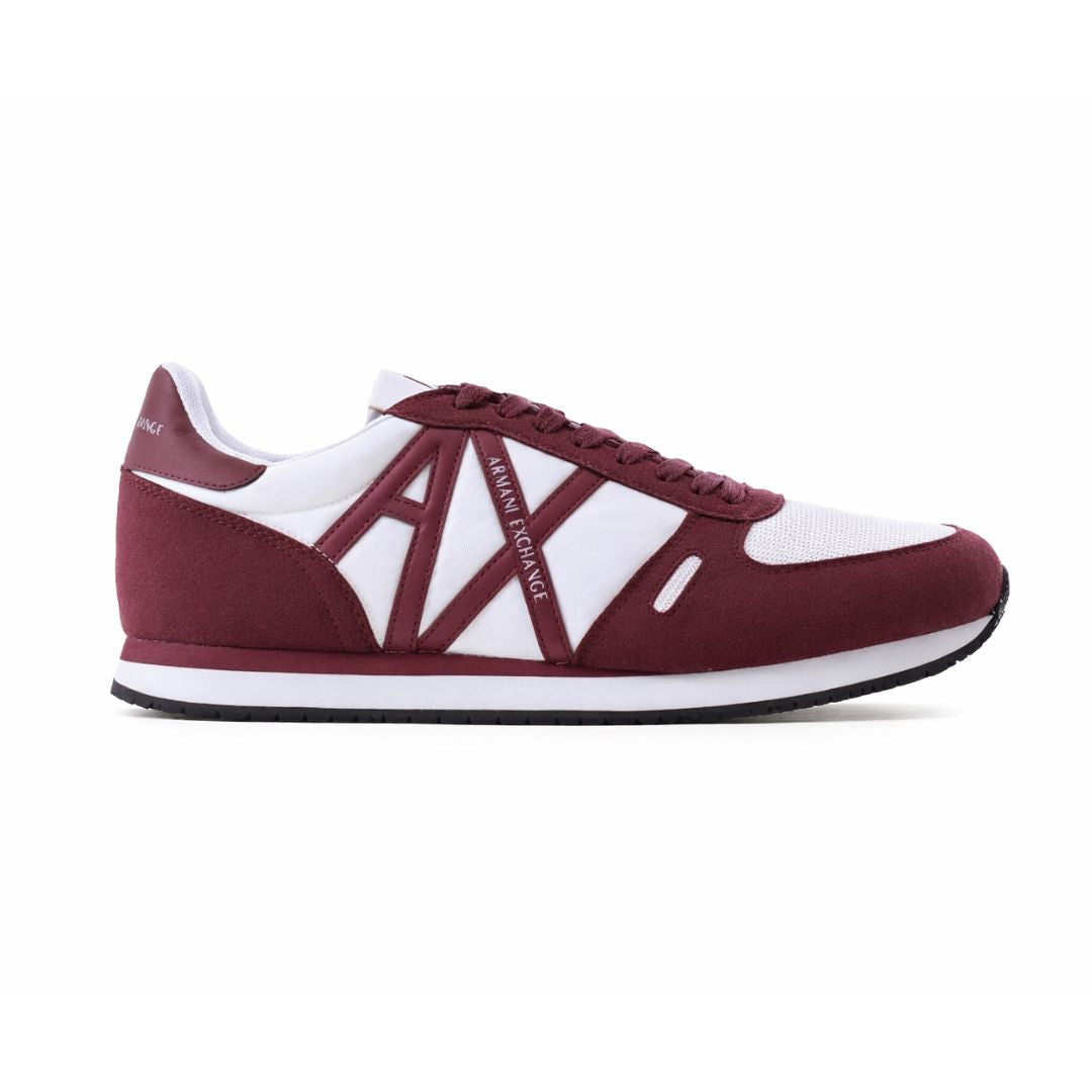 ARMANI EXCHANGE Logo Lace-Up XUX017 Sneakers - WHTMRN - White/ Maroon / 41