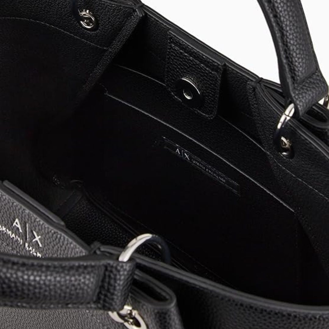 Armani Exchange Medium Top Handle Tote Bag Women - BLK - Black