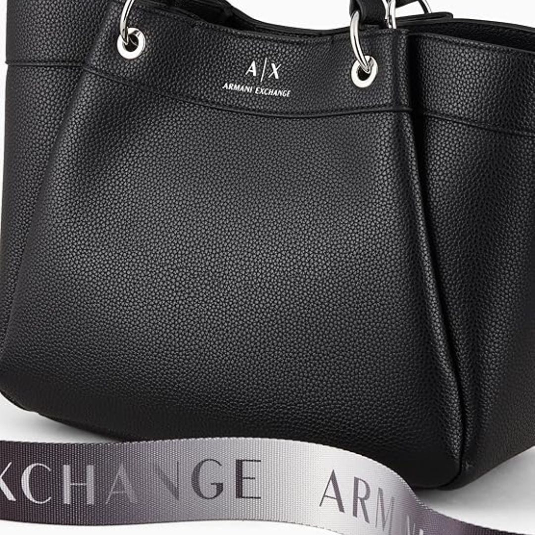 Armani Exchange Medium Top Handle Tote Bag Women - BLK - Black