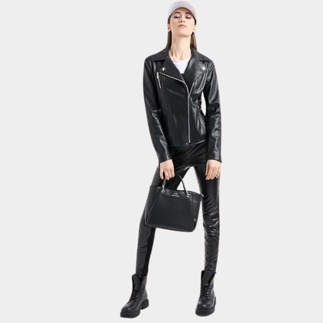 Armani Exchange Medium Top Handle Tote Bag Women - BLK - Black