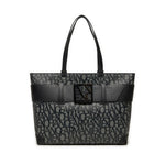 ARMANI EXCHANGE Natural Fabric Monogram Tote Bag - GRYBLK - Gray-Black