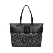 ARMANI EXCHANGE Natural Fabric Monogram Tote Bag - GRYBLK - Gray-Black