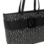 ARMANI EXCHANGE Natural Fabric Monogram Tote Bag - GRYBLK - Gray-Black