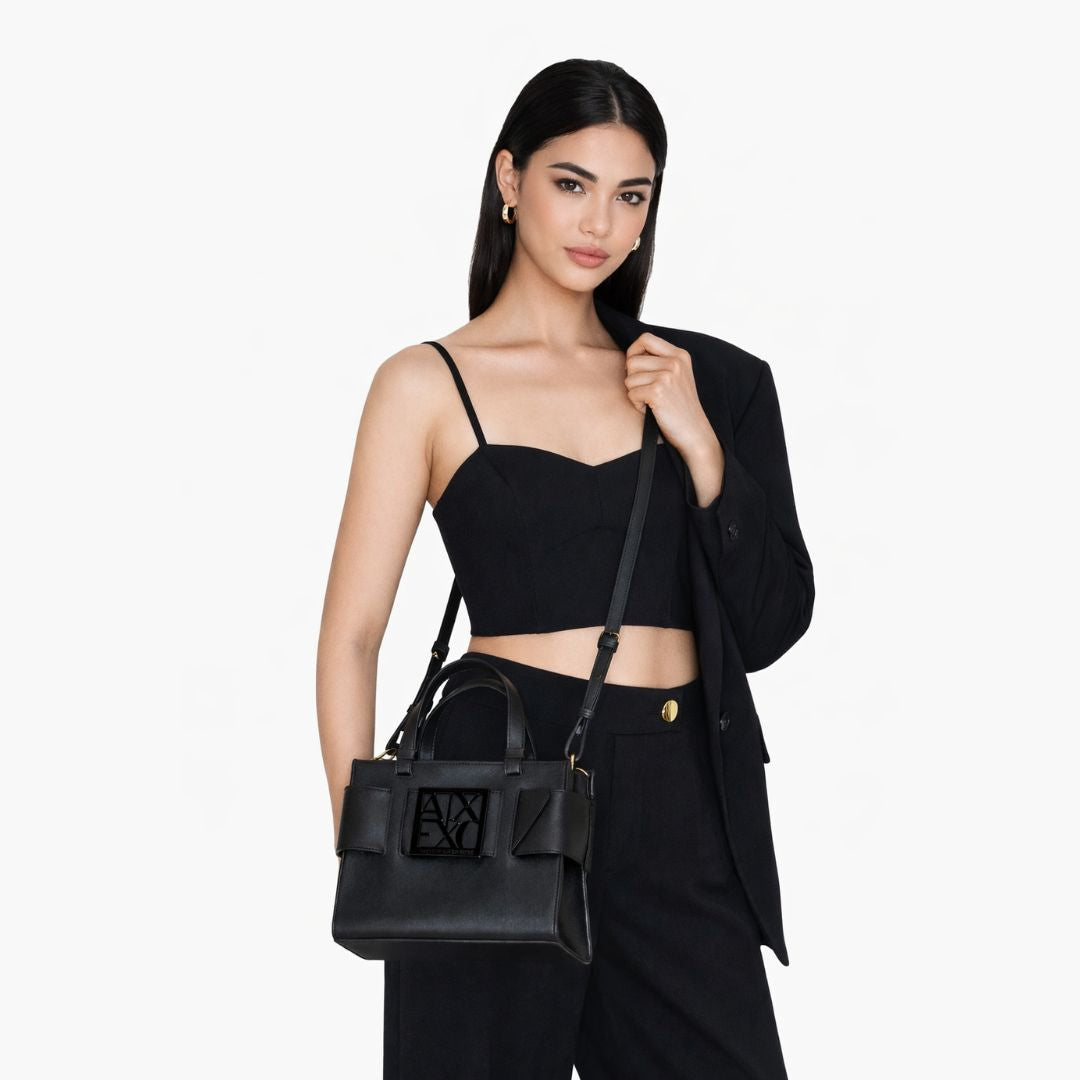 ARMANI EXCHANGE Natural Fabric Shopper Bag - BLK - Black