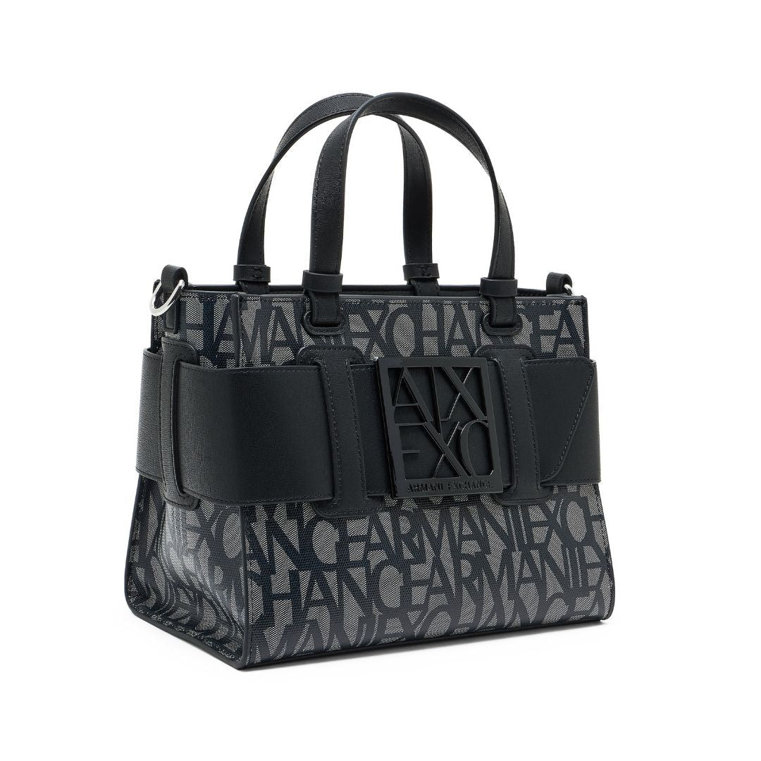 ARMANI EXCHANGE Natural Fabric Shopper Bag - GRYBLK - Gray-Black