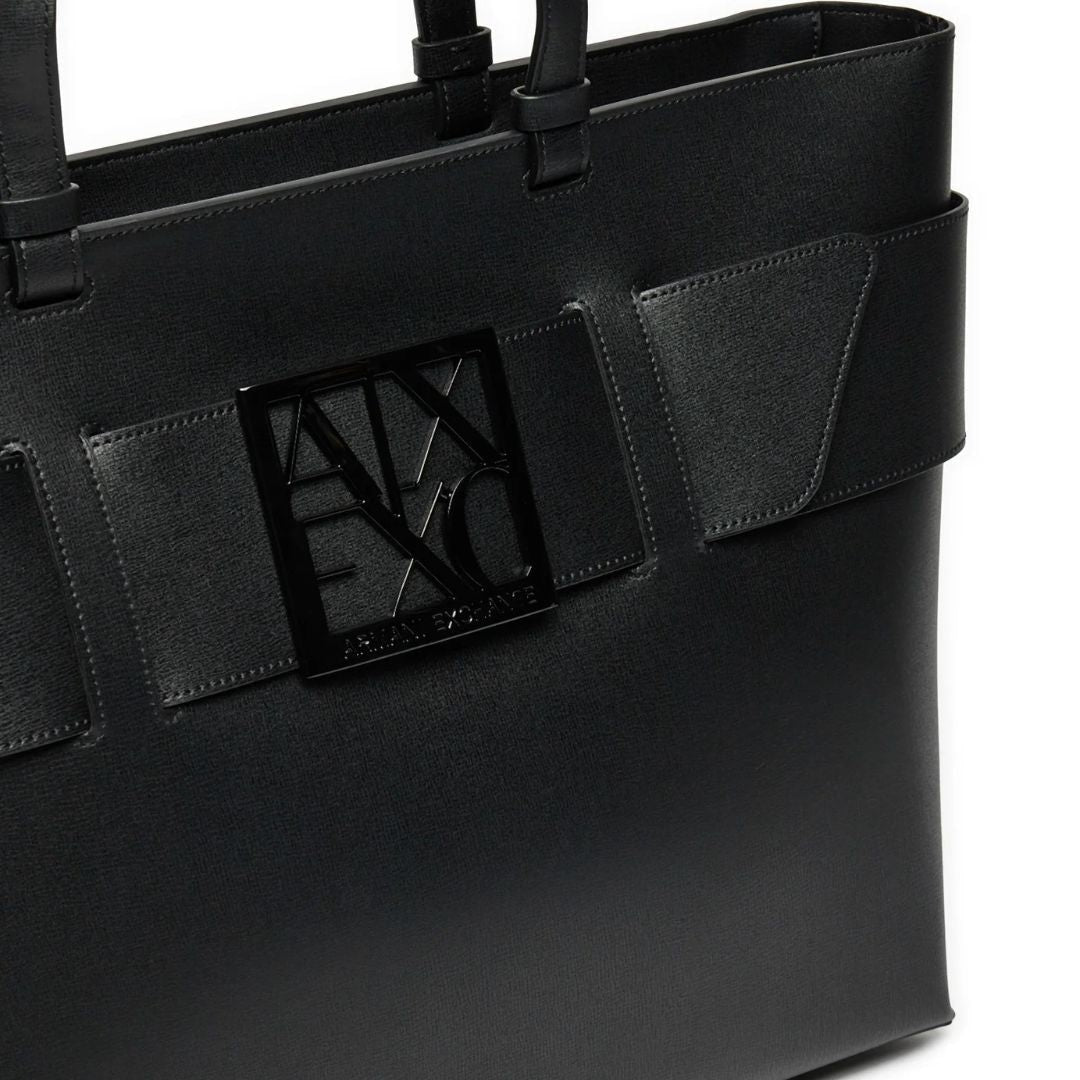 ARMANI EXCHANGE Natural Fabric Tote Bag - BLK - Black