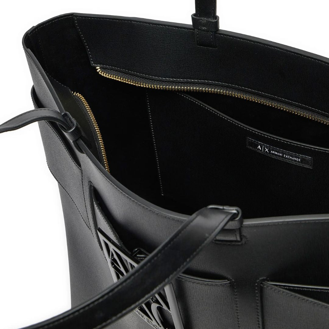 ARMANI EXCHANGE Natural Fabric Tote Bag - BLK - Black