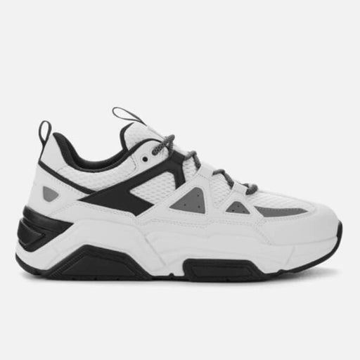 ARMANI EXCHANGE Panelled Textured Lace-Up Sneakers - WHT - White / 46 - Shoes