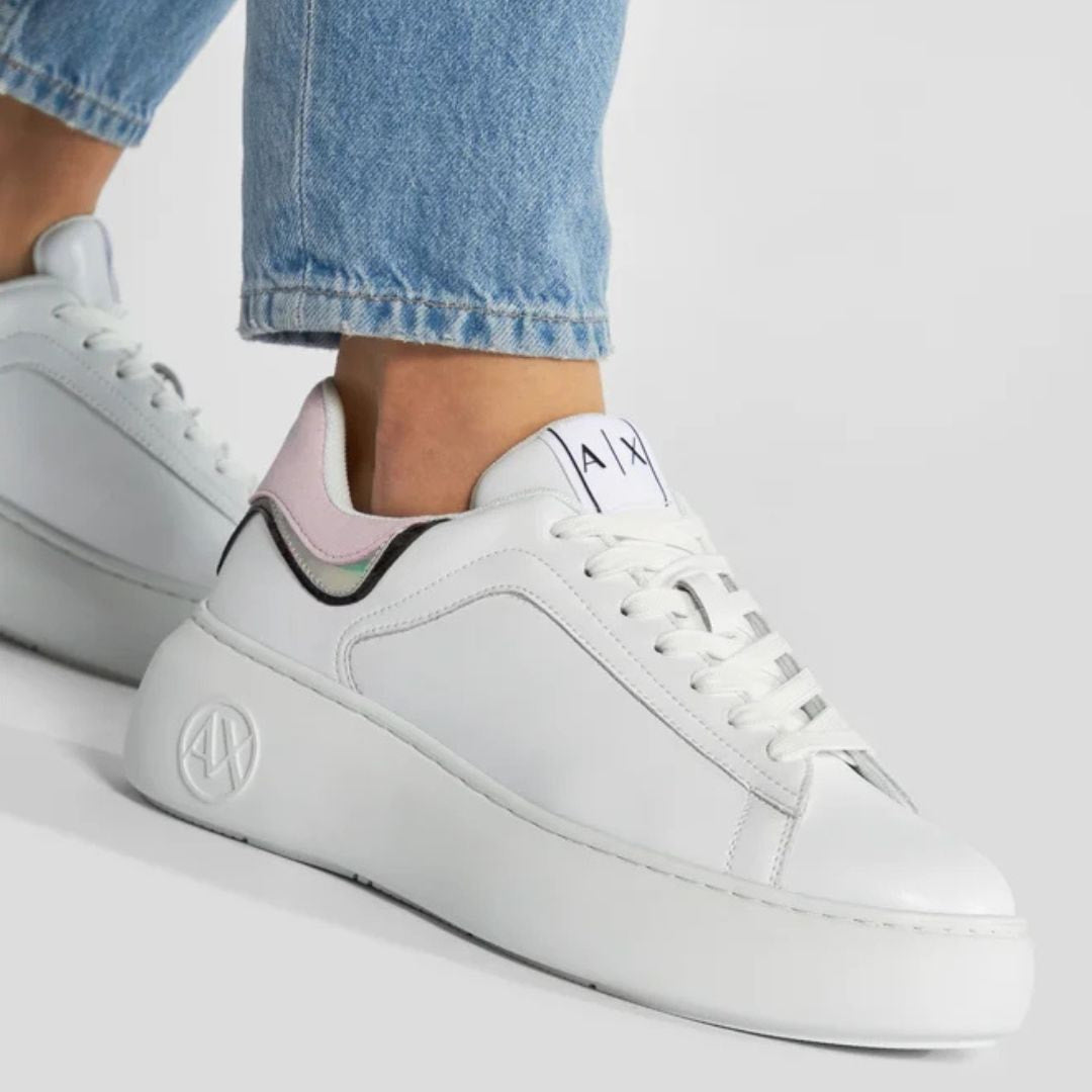 ARMANI EXCHANGE Platform Sneakers Women XDX108-WHTRSE - White/ Rose / 38