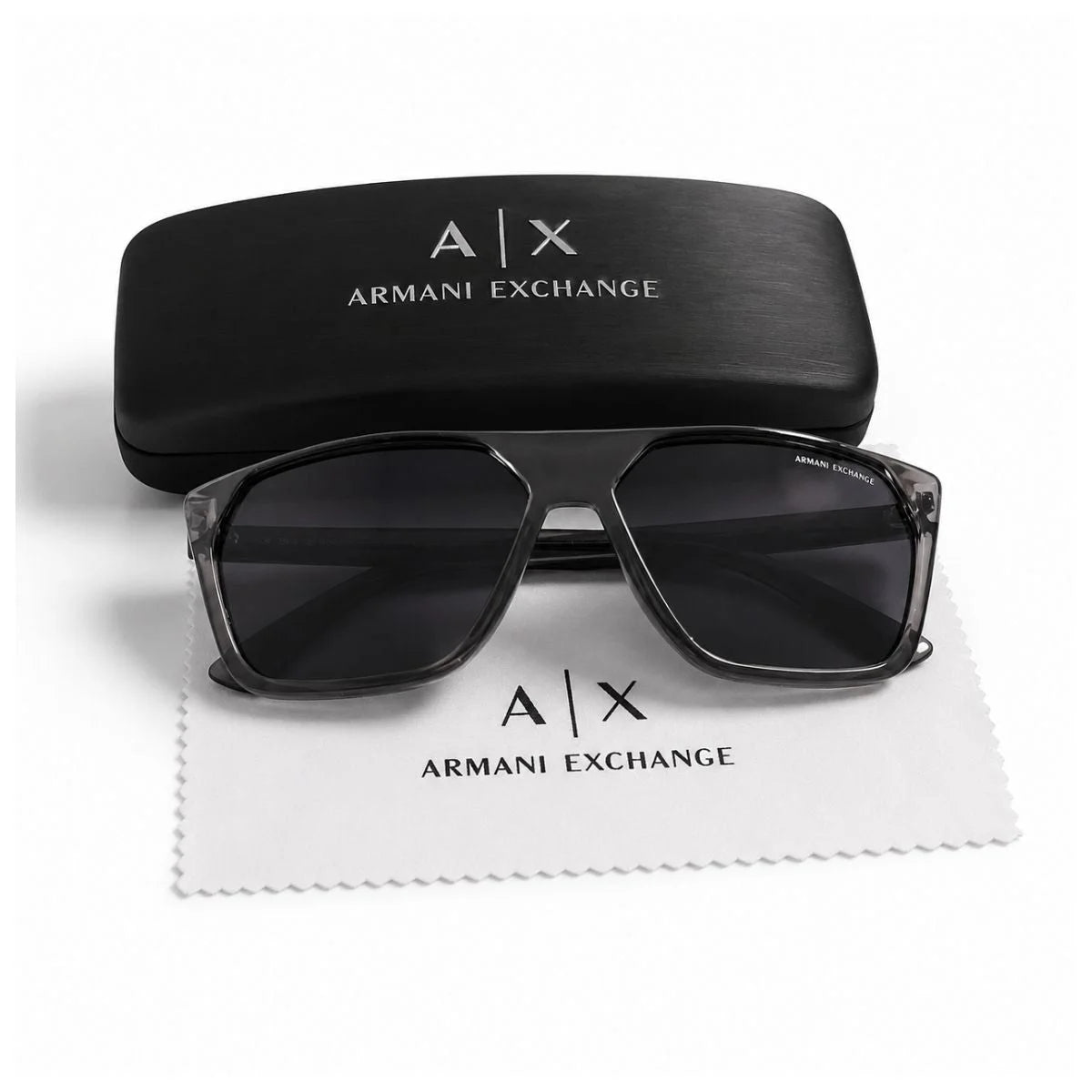 Armani Exchange Rectangula Frame Sunglasses Unisex - BLK - Black