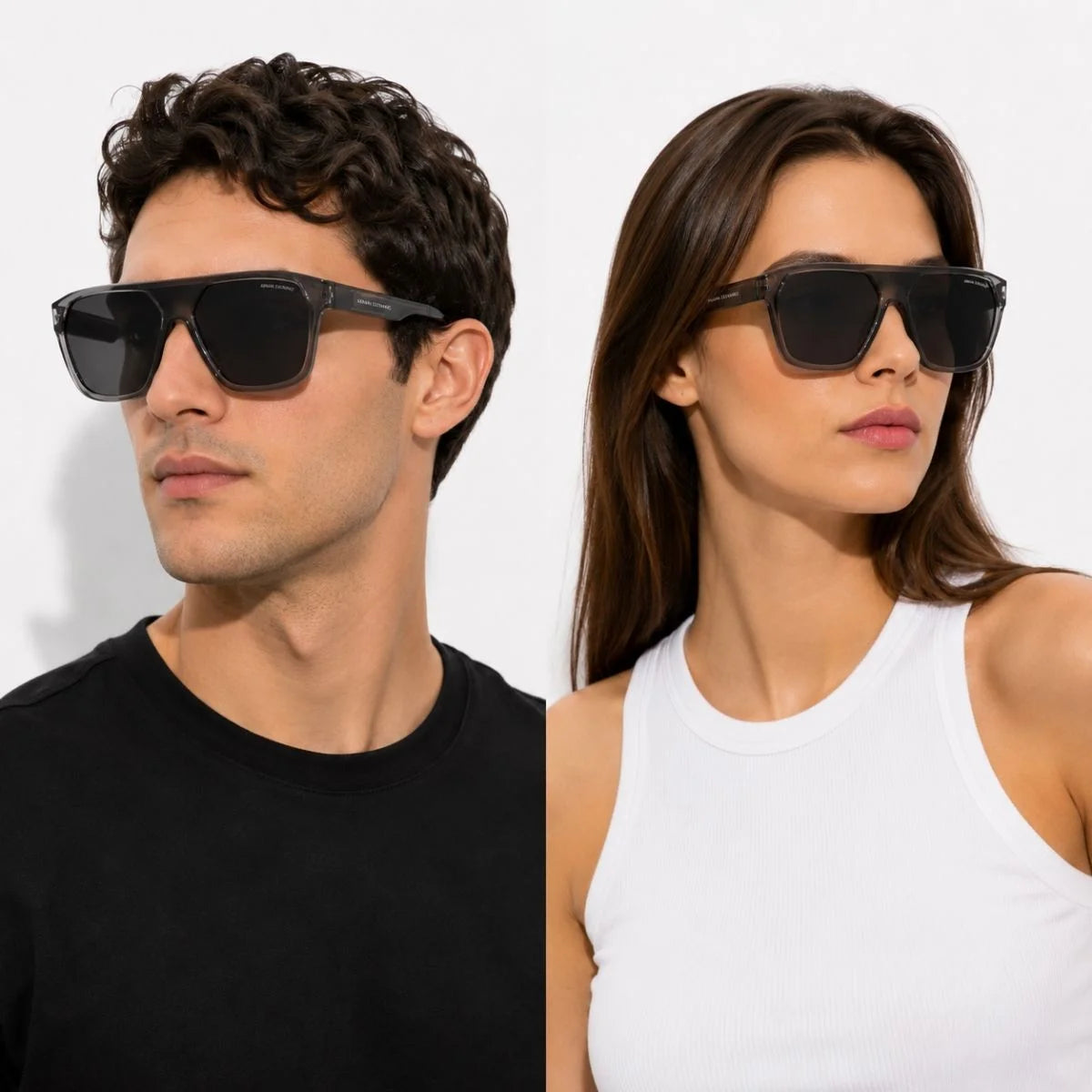 Armani Exchange Rectangula Frame Sunglasses Unisex - BLK - Black