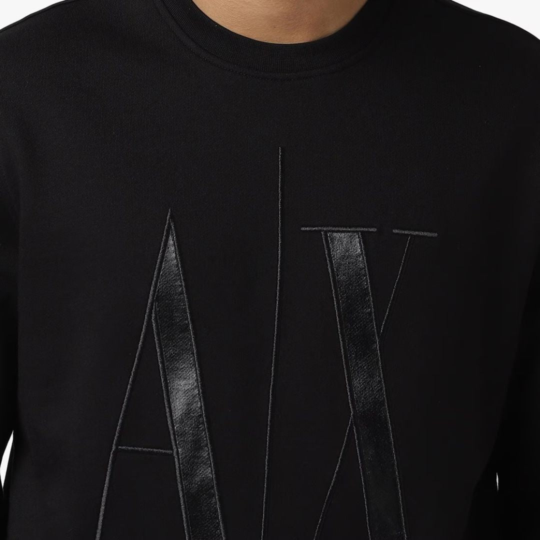 ARMANI EXCHANGE Round-Neck Sweatshirt with Icon Logo Sweatshirt - BLK