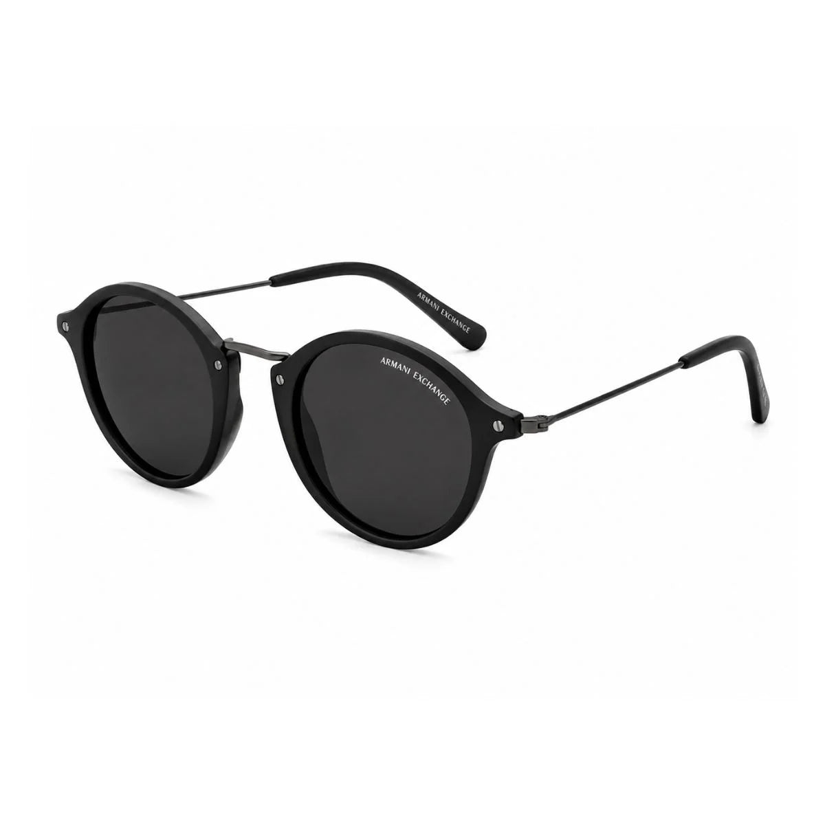 Armani Exchange Round Phantos Frame Sunglasses Unisex - BLK - Black