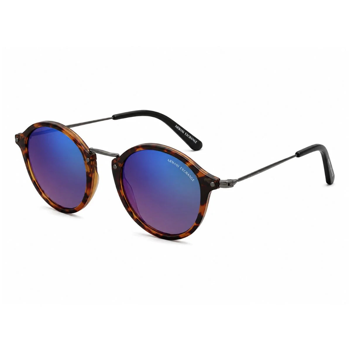 Armani Exchange Round Phantos Frame Sunglasses Unisex - BLU - Blue