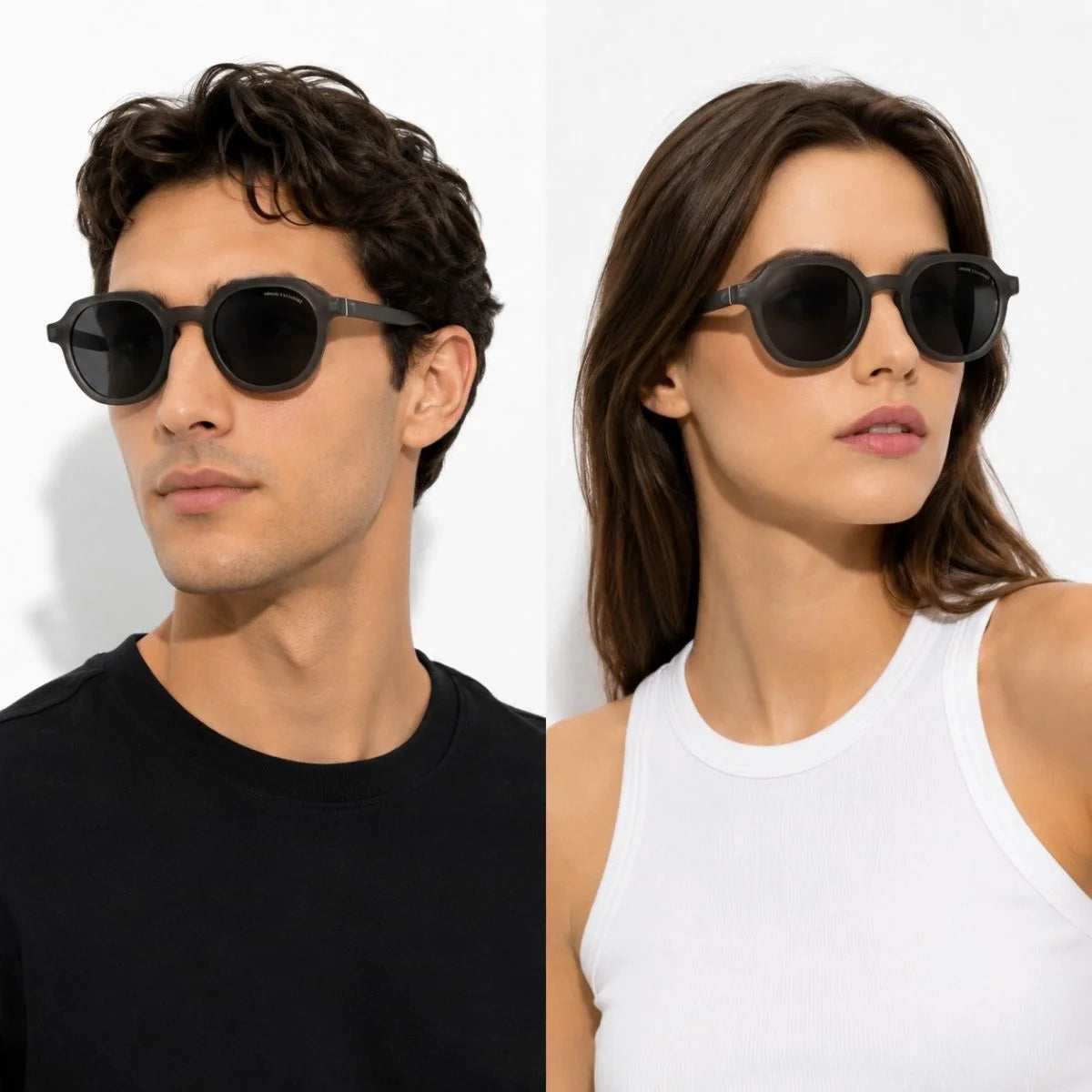 Armani Exchange Round Phantos Frame Sunglasses Unisex - GRY - Gray