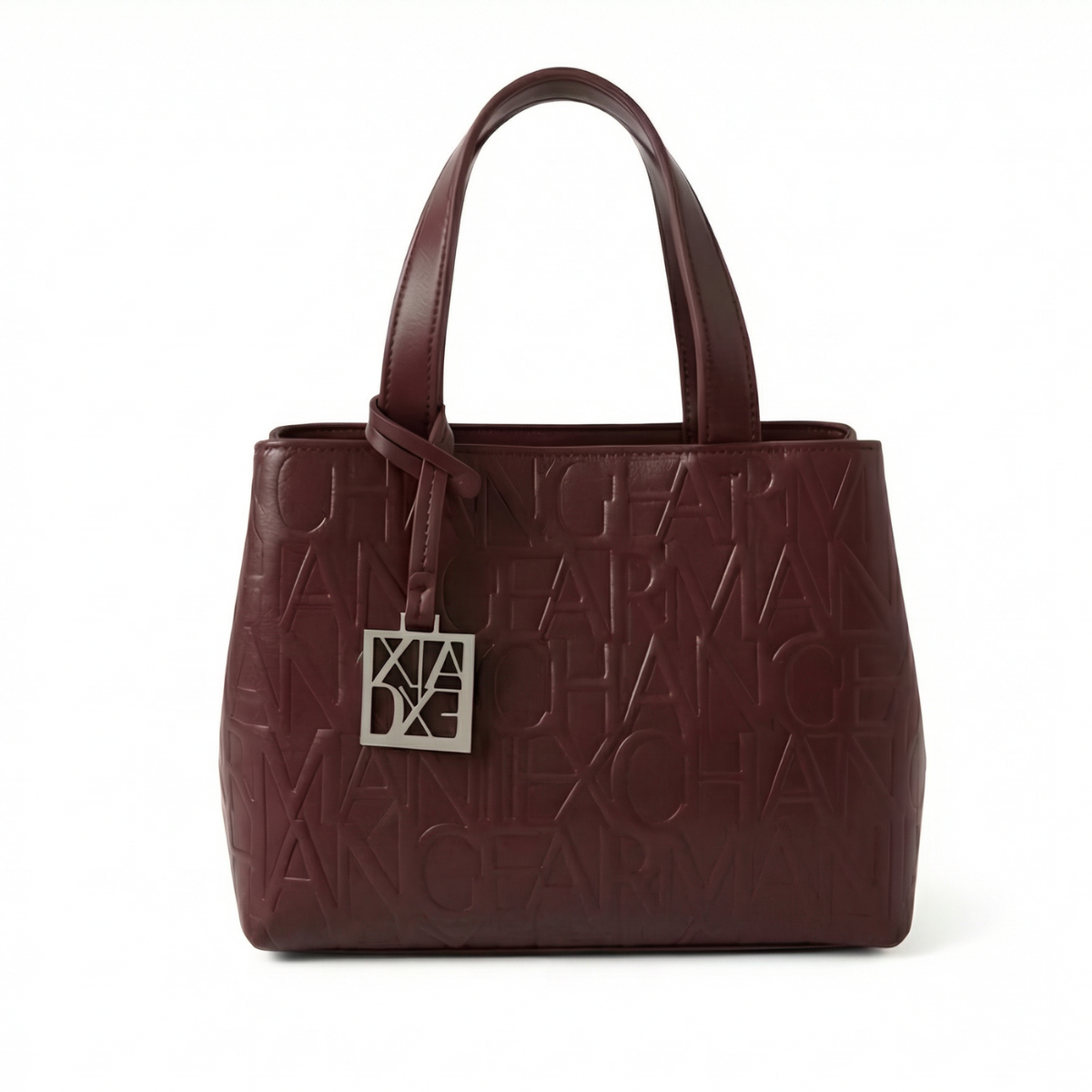 ARMANI EXCHANGE SHOPPER WITH LOGO LETTERING EMBOSSED ALL OVER - BRG - Burgundy