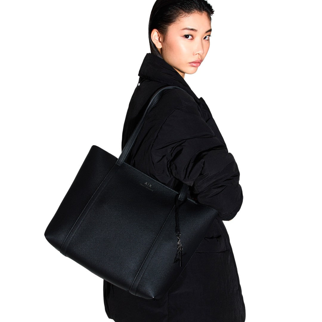 Armani Exchange Shoppers Top Handle Tote Bag - BLK - Black