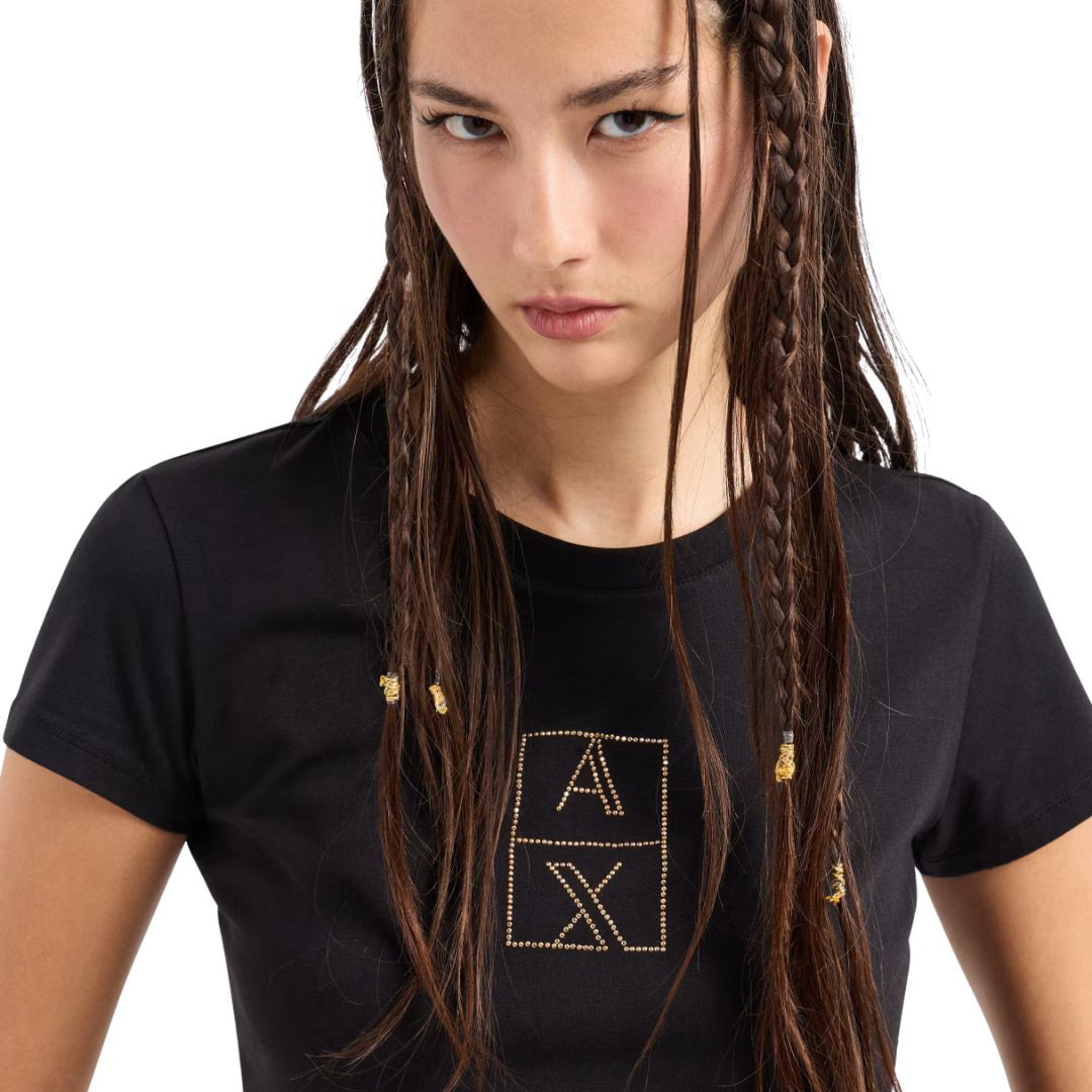 ARMANI EXCHANGE Stretch Cotton Jersey T-Shirt Women - BLK