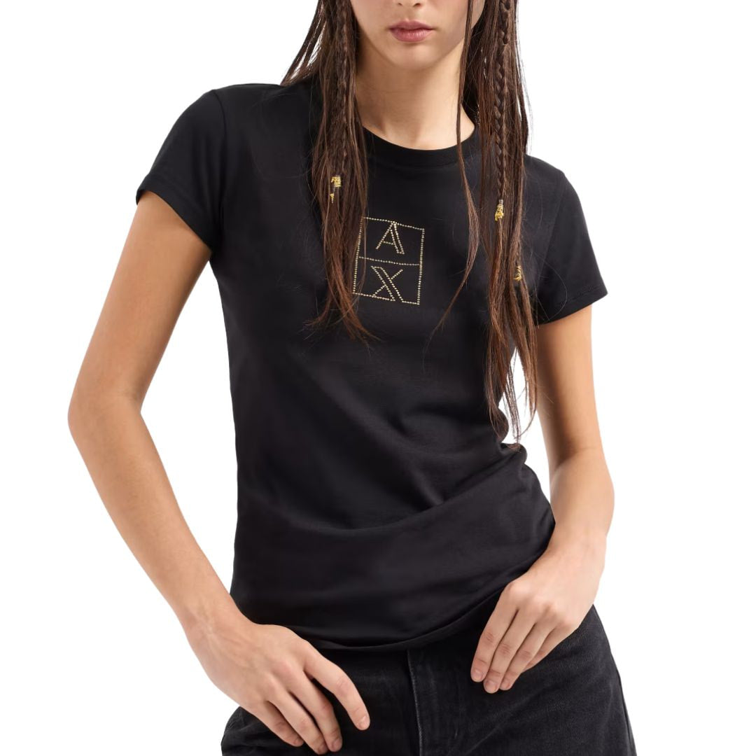 ARMANI EXCHANGE Stretch Cotton Jersey T-Shirt Women - BLK