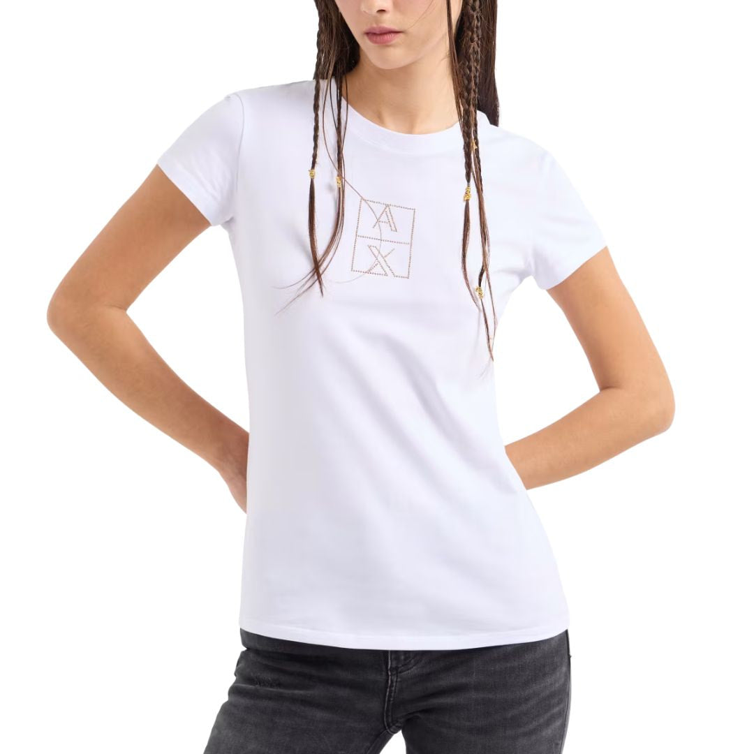 ARMANI EXCHANGE Stretch Cotton Jersey T-Shirt Women - WHT - White / M