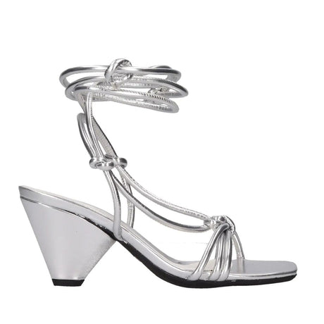 ARMANI EXCHANGE Tie-Strap Triangle Block Heel Sandals XDP027-SLV